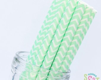 Mint Chevron Straws | Mint Party Decor | Mint Bridal Shower Decor | Mint Baby Shower Decor | Mint Paper Straws