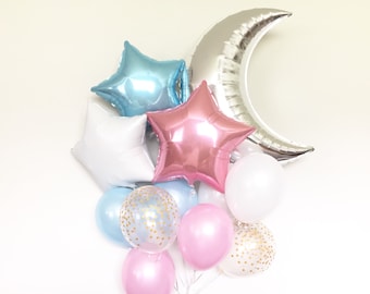 Twinkle Little Star Balloon Bouquet | Moon & Star Gender Reveal Decor