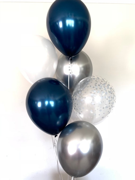 Palloncini Blu Argento 60 Pezzi - 12 Pollici Con Coriandoli - Per Feste E Decorazioni - Foto 8
