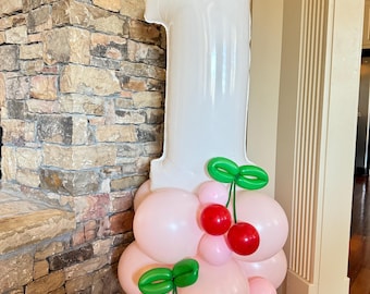 Cherry Balloon Tower Kit | She’s our Cherry on Top First Birthday Balloons | Sweet to Be One Birthday Party | Cherry Balloons | Sweet One