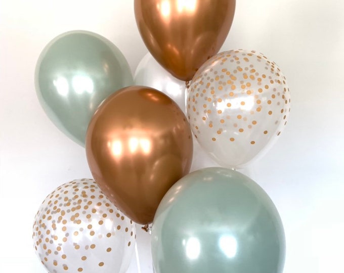 Sage Green Balloons | Succulent Bridal Shower Decor | Copper and Sage Balloons | Succulent Baby Shower Decor | Cactus Party Decor | Sage and