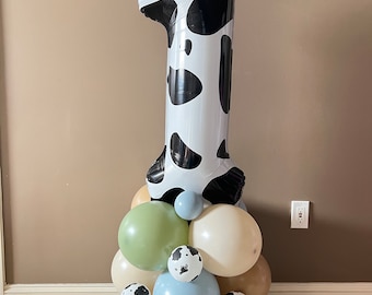 Cowboy Balloon Tower Kit | First Rodeo Balloons |  Cowboy Birthday Party | Barnyard Birthday Balloons | Our Little Cowboy is One