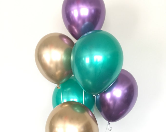 Mardi Gras Balloons | Purple Green and Gold Balloons | Mardi Gras Party Decor | Chrome Balloons | Mardi Gras Baby Shower | Bridal Shower