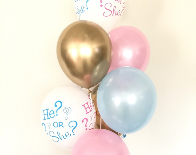 Gender Reveal Balloons | Gender Reveal Baby Shower Balloons | He or She Baby Shower Decor | Twin Baby Shower | Pink and Blue Babym Shower