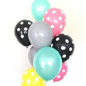 Globos rosas y menta / Globos de lunares / Globos de cumpleaños rock and roll / Decoración de baby shower / Globos de fiesta de cumpleaños