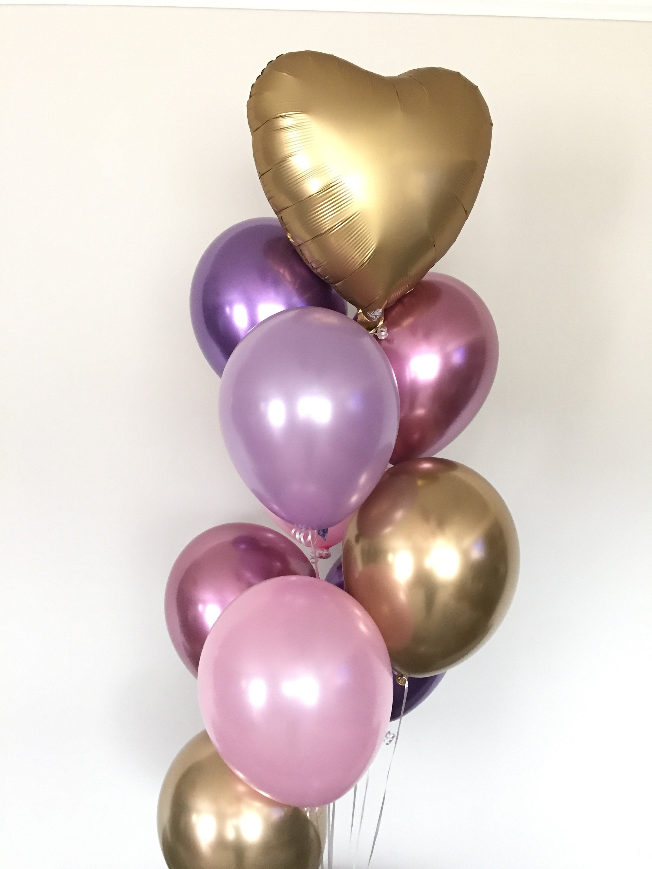Heart Balloons Pink And Purple Balloons Gold Heart Balloons