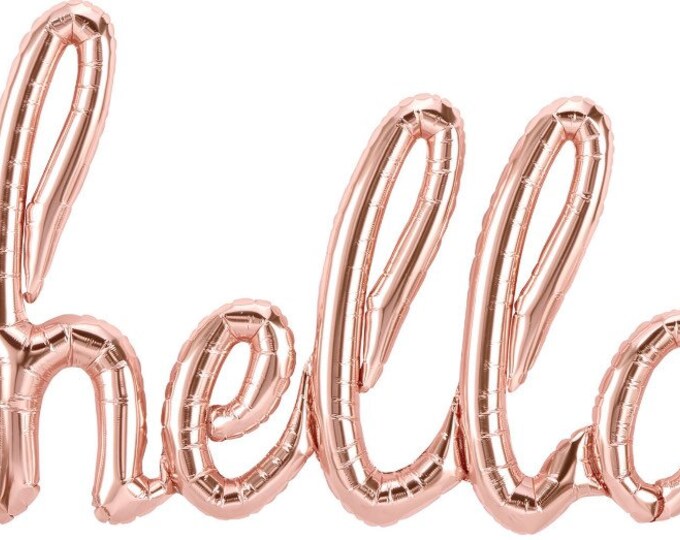 Hello Balloon |  Rose Gold Hello Baby Shower Decor | Rose Gold Hello Script Balloon | Hello 30 | Hello 40 | Hello 50 | Hello 2021