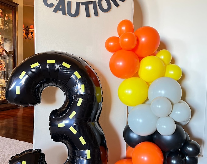 Construction Balloon Garland Kit DIY | Construction Birthday Balloons | Dump Truck Birthday Party Decor | Caution Terrible Threes Ahead