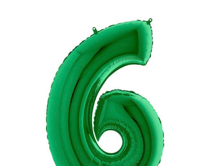 Green Number 6 Balloon | Green Sixth Birthday Balloons | Mylar Number Balloons | Large Foil Balloons | Green Six Balloons | Turtles Birthday