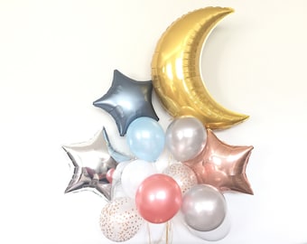 Twinkle Little Star Balloons | Twinkle Little Star Baby Shower Decor | Moon and Star Balloons | Gender Reveal Balloons | Gender Reveal Party