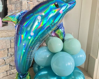 Dolphin Balloon Centerpiece | Dolphin Birthday Balloons | Under The Sea Birthday Balloons | Mermaid Birthday Party | Shark Birthday Party