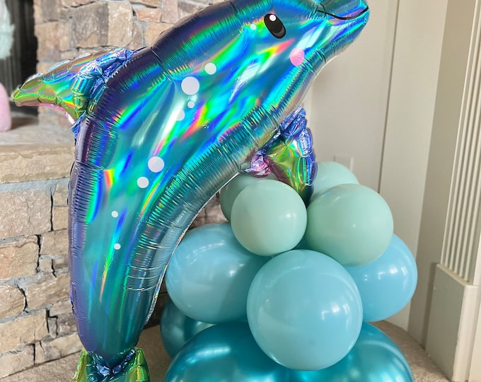 Dolphin Balloon Centerpiece | Dolphin Birthday Balloons | Under The Sea Birthday Balloons | Mermaid Birthday Party | Shark Birthday Party