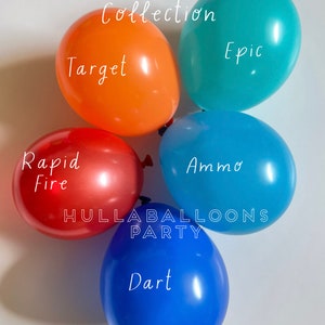 Globos de zona de batalla / Fiesta de cumpleaños de pistola de dardos / Decoración de cumpleaños de batalla épica / Cumpleaños de disparo de objetivo listo / Globos azules y naranjas