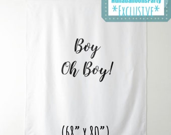 Boy Oh Boy Backdrop | Large 68” x 80” Oh Boy Baby Shower Backdrop | Baby Shower Backdrop | It’s A Boy Balloon Garland Backdrop