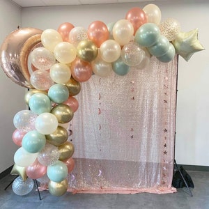Sage Twinkle Little Star Balloons | Rose Gold Twinkle Little Star Baby Shower Decor | Moon and Star Balloons | Gender Reveal Balloons
