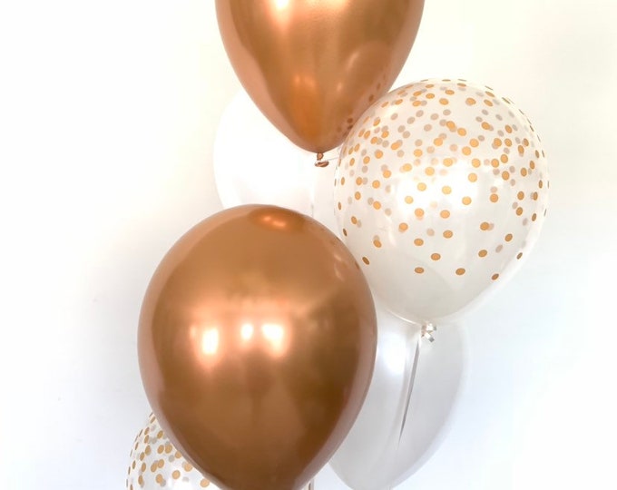 NEW Chrome Copper Balloons | Copper and White Balloons | Copper Baby Shower Decor | Succulent Baby Shower Decor | Succulent Bridal Shower Ba
