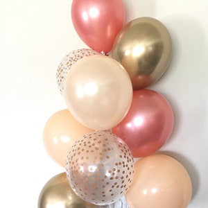 Blush and Rose Gold Balloons | Rose Gold and Chrome Gold Balloons | Gold and Blush Balloons | Rose Gold Bridal Shower Decor | Blush Bridal