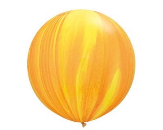 Jumbo Yellow Balloons | 3' Yellow Orange Agate Balloon | Large Agate Balloons | 36" Marbled Balloons | Sunshine Birthday