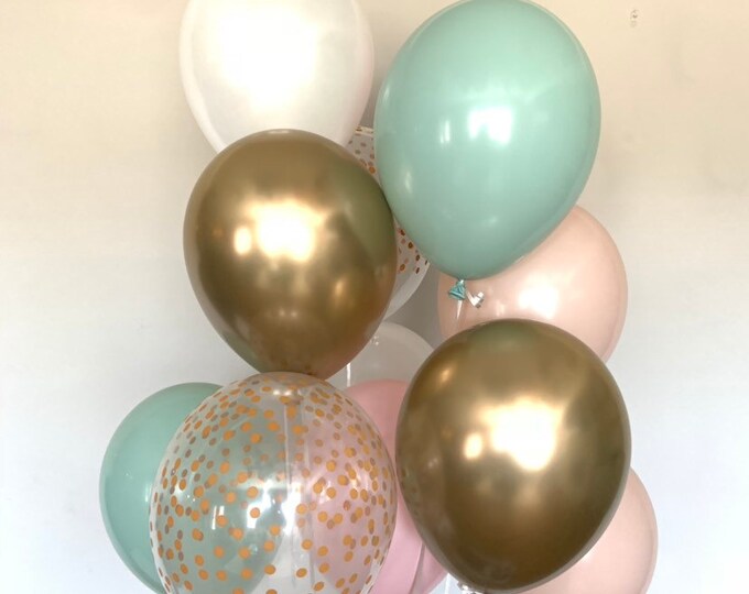 Mint and Cameo Balloons | Mint and Blush Balloons | Boho Birthday Balloons | Worth The Wait Bridal Shower