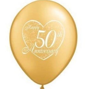Happy 50th Anniversary Balloons | Golden Anniversary Party Decor | 50th Anniversary Party Decor | Gold Balloons