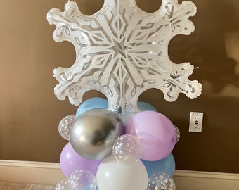 Snowflake Balloon Tower Kit | Winter Wonderland Birthday Decor | Snow Much Fun Balloon Display | Winter Baby Shower | Winter Bridal Shower