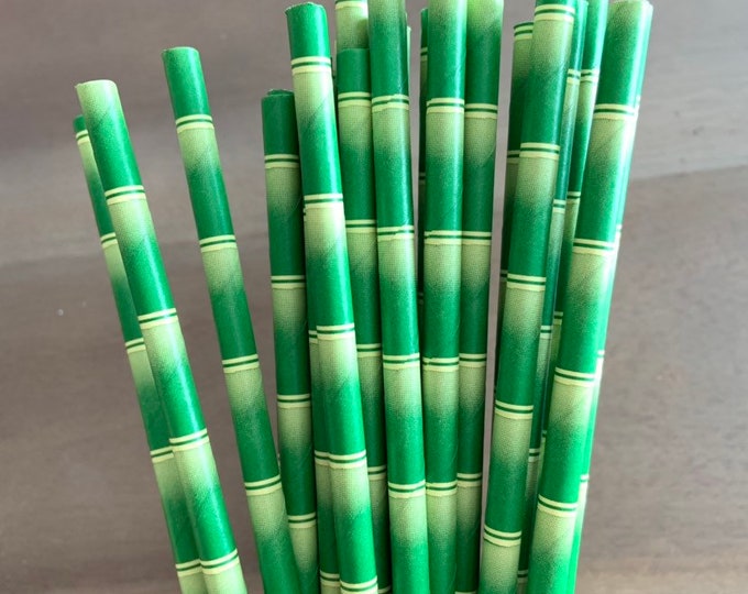 Tropical Straws | Tropical Party Decor | Bamboo  Straws | Tropical Bridal Shower Decor | Baby Shower Decor | Green Straws | Paper Straws