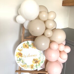 White and Blush Balloon Garland Boho Birthday Party Here Comes The Sun Baby Shower Boho first Birthday image 4