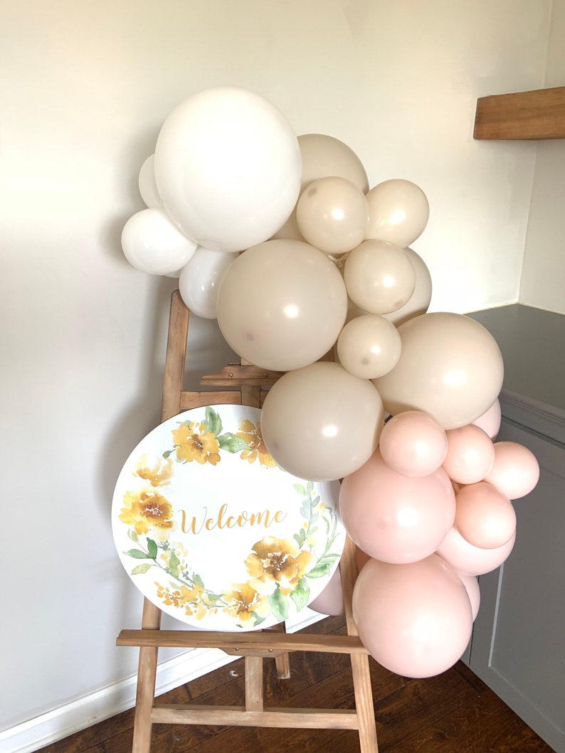 White and Blush Balloon Garland Boho Birthday Party Here Comes The Sun Baby Shower Boho first Birthday image 4