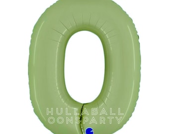 Light Green Number 0 Balloon | Green Tenth Birthday Balloons | Mylar Number Balloons | Large Foil Balloons | Green Zero Balloons