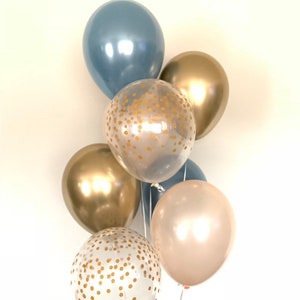 Slate Blue Balloons | Slate Blue Wedding Decor | Slate Blue and Peach Balloons | Chrome Chrome Balloons | Slate Blue Bridal Shower Decor