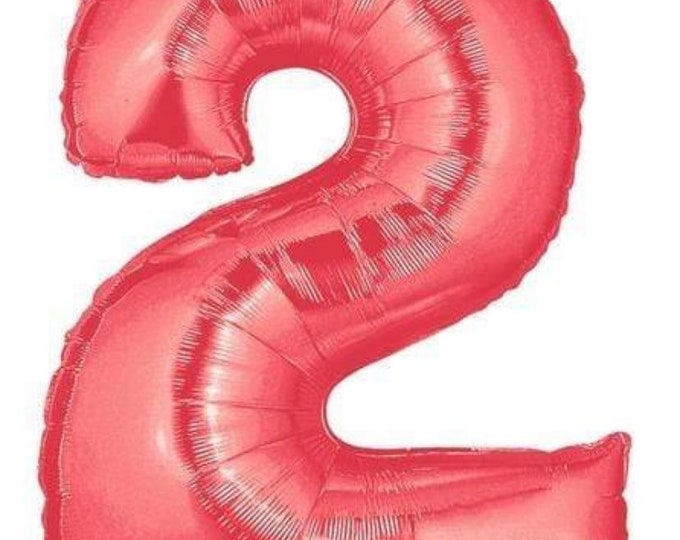 Red Number 2 Balloon | Red Second Birthday Balloons | Mylar Number Balloons | Chugga Chugga Two Two | Red Two Balloons
