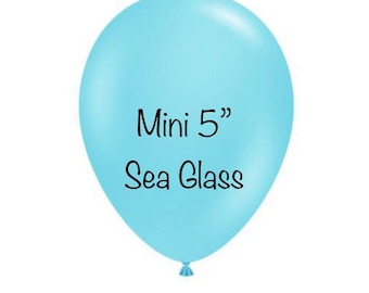 Mini Sea glass Balloons | 5” Blue Latex Balloons | Sea Glass Blue Birthday Party Decor | Beach Bridal Shower Decor | Beach Baby Shower Decor