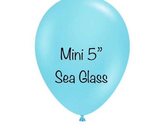 Mini Sea glass Balloons | 5” Blue Latex Balloons | Sea Glass Blue Birthday Party Decor | Beach Bridal Shower Decor | Beach Baby Shower Decor