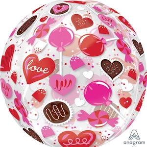 Orbz Valentine’s Day Balloons | Candy Heart Balloons | Hot Pink Valentine&#39;s Day Balloons | Candy Orbz Balloons | Be My Valentine