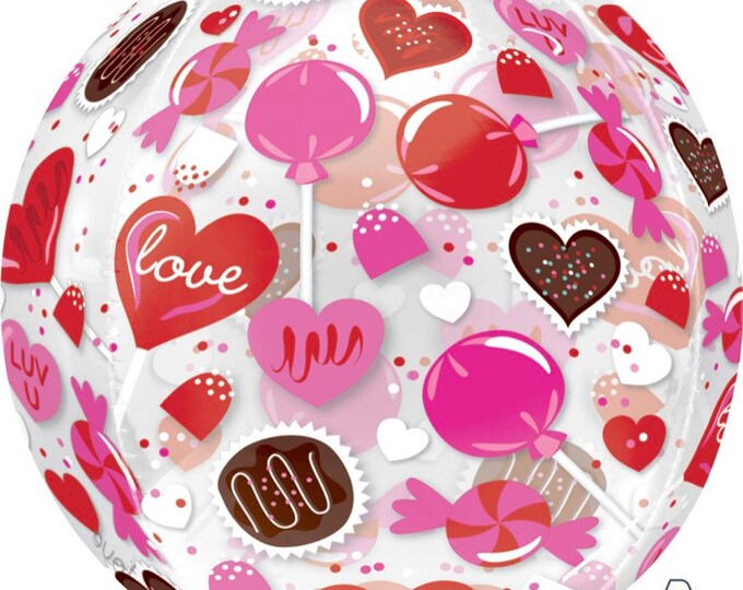 Orbz Valentine’s Day Balloons | Candy Heart Balloons | Hot Pink Valentine's Day Balloons | Candy Orbz Balloons | Be My Valentine