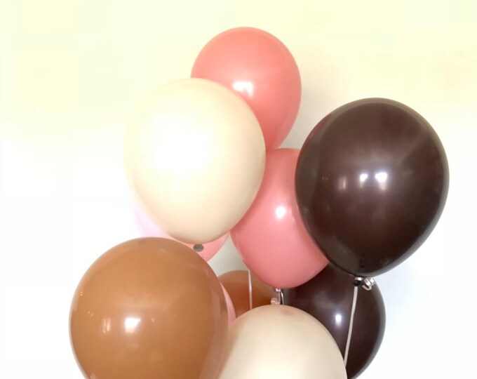 Pastel Matte Pink Balloons | Chocolate and Pink Blush Balloons | Blush Bridal Shower Decor | Blush Baby Shower | Blush Birthday Balloons