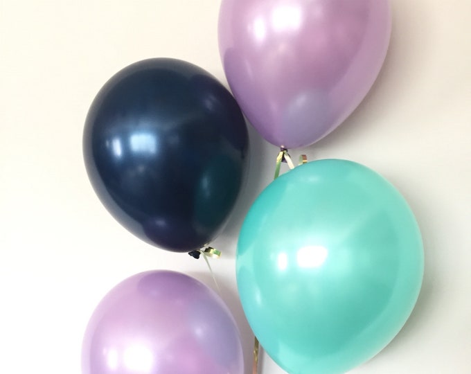 Mermaid Balloons | Mermaid Party Decor | Purple and Mint Balloons | Mermaid Birthday Party Decor | Purple Balloons | Purple and Navy Balloon