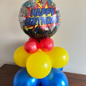 Superhero Birthday Balloon Centerpiece | Superhero Birthday Party | Superhero Birthday Balloons | Zap Bam POW Birthday Balloons