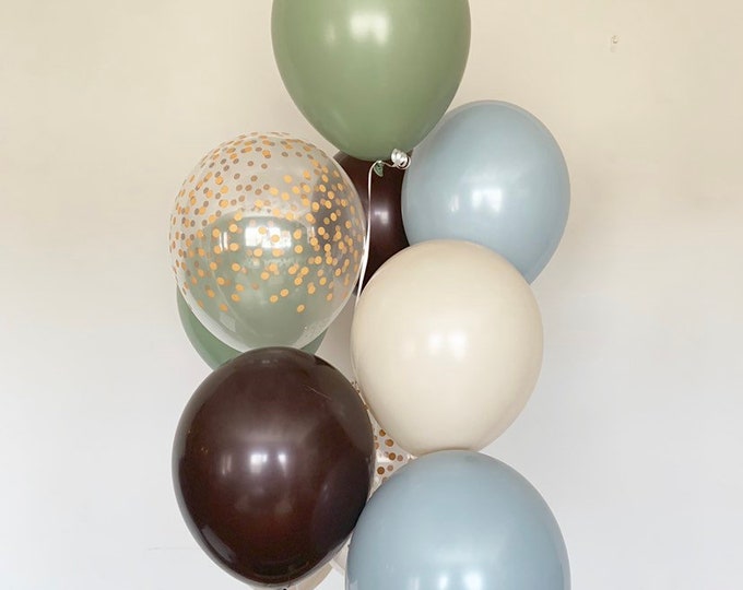Green and Blue Balloons | Woodland Balloons | Blue Camo Balloons | Woodland Baby Shower Decor | Camouflage Baby Shower