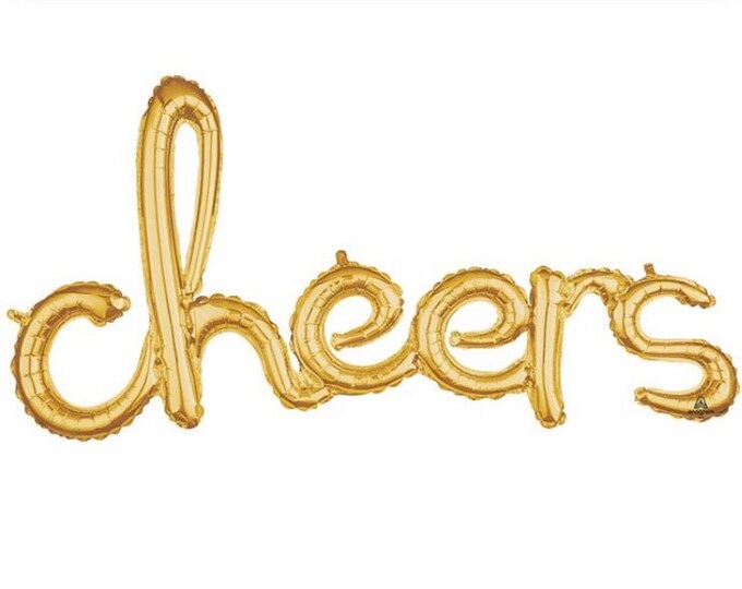 Cheers Balloon | Engagement Party Decor | Gold Cheers Script Balloon | Gold Birthday Party Decor