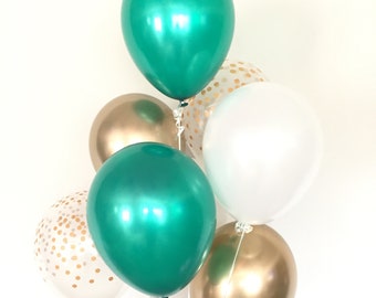 Green and Gold Balloons | Emerald Green Balloons | Green Birthday Party Decor | Emerald Green Wedding Decor | St. Patrick's Day Balloons