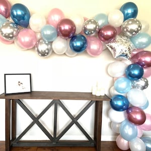 Pink and Blue Snowflake Balloon Garland DIY Kit | Baby It&#39;s Cold Outside Baby Shower | Winter Wonderland Gender Reveal Baby Shower
