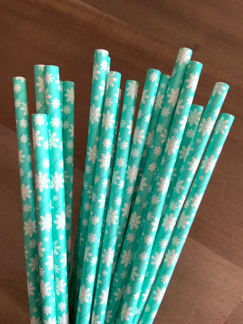 Little Snowflake Straws  Teal Winter ONEderland Party Straws