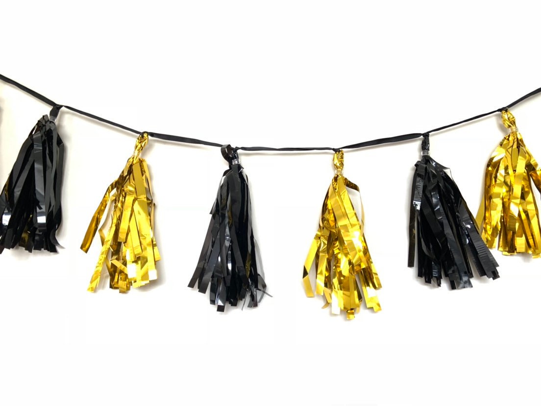 Black and Gold Tassels | Junbo Balloon Tassels | Gold Bridal Shower