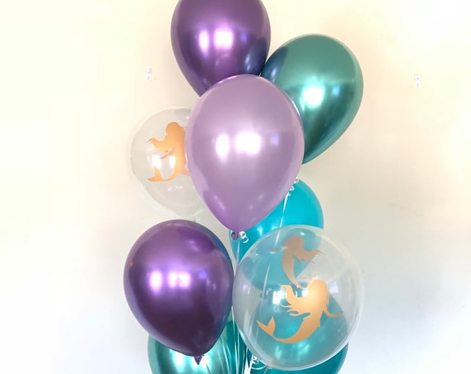 Mermaid Balloons | Purple and Mint Balloon Bouquet | Let’s Be Mermaid Balloons | Last Splash Bachelorette | Mermaid Birthday Party