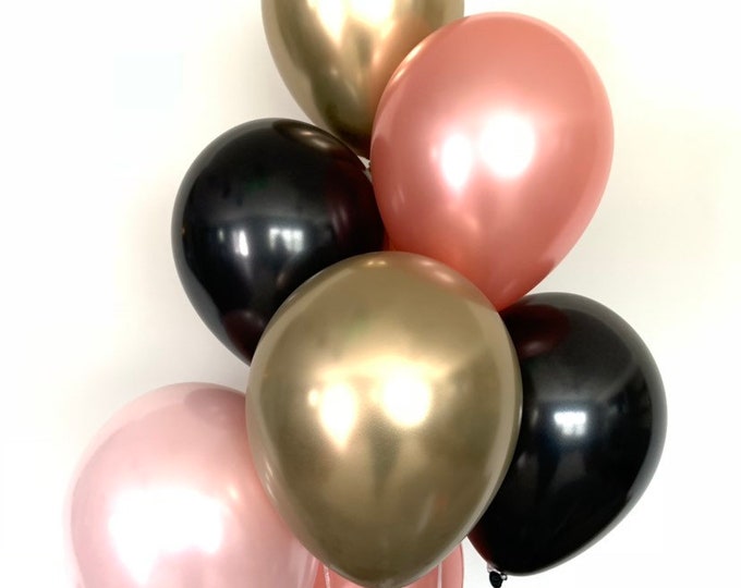 Pink Blush Balloons | Blush and Black Balloons | Gold and Blush Balloons | Blush Bridal Shower Decor | Black and Blush Birthday Party