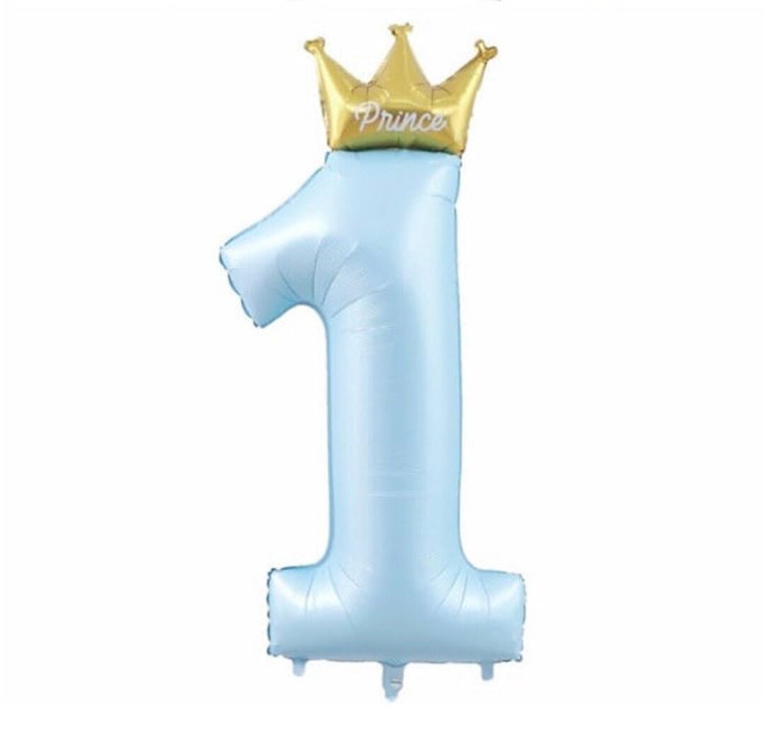 Crown Light Blue Number 1 Balloon Blue Little Prince First Etsy