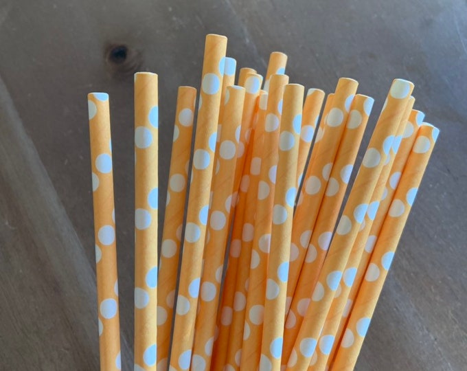 Peach Straws | Peach Party Decor | Peach Bridal Shower Decor | Peach Baby Shower Decor | Peach Paper Straws
