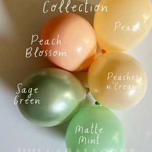 Sweet As A Peach Balloons | Individual Balloons Create Your Own Garland Double Layered Custom Balloons | Soft Peach and Green Baby Shower