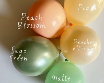 Sweet As A Peach Balloons | Individual Balloons Create Your Own Garland Double Layered Custom Balloons | Soft Peach and Green Baby Shower
